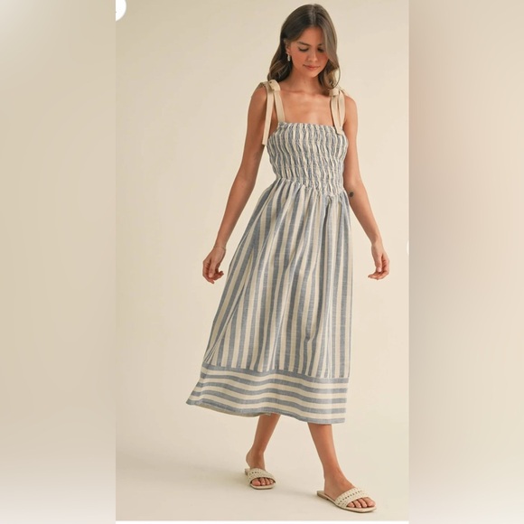 New with tags gorgeous Striped Blue and White Sundress by Klesis. Size medium. - Picture 2 of 3